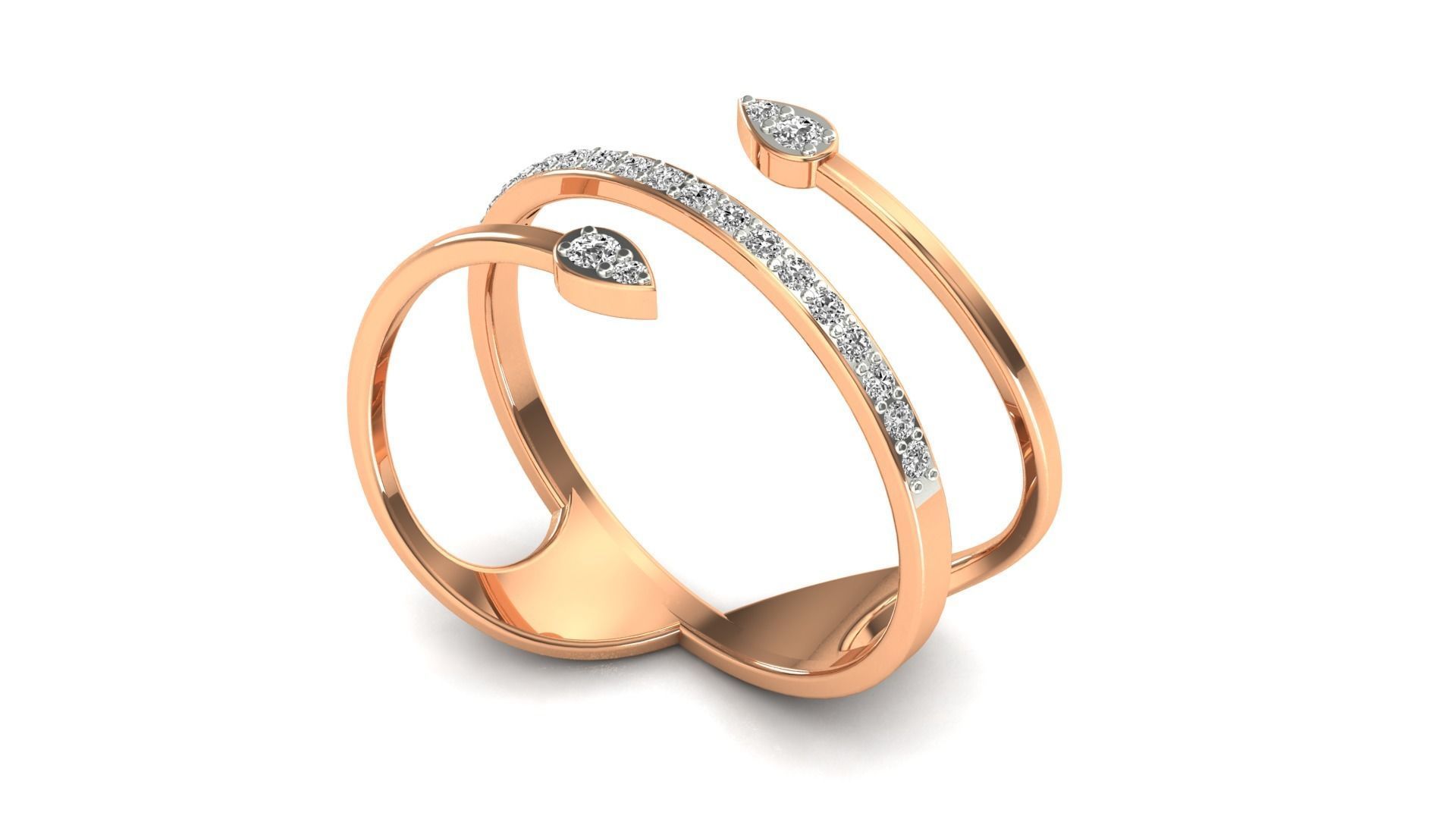 Ring-128 two diamond hoop earrings 3D print model_2