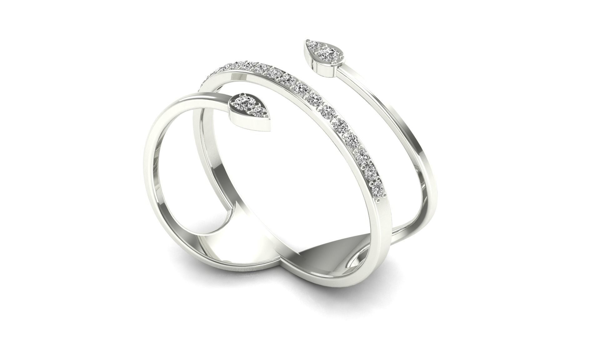 Ring-128 two diamond hoop earrings 3D print model_4