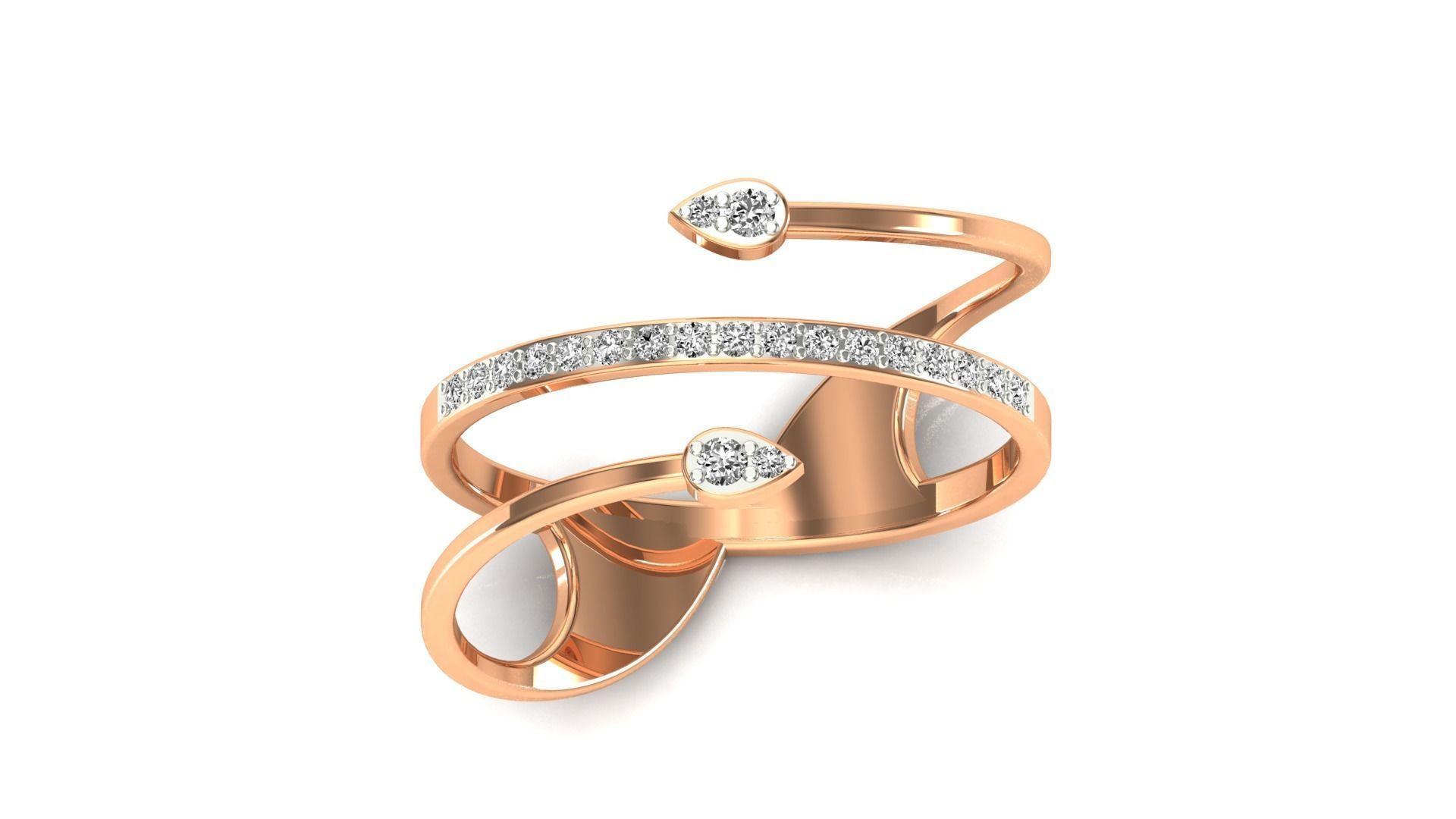 Ring-128 two diamond hoop earrings 3D print model_19