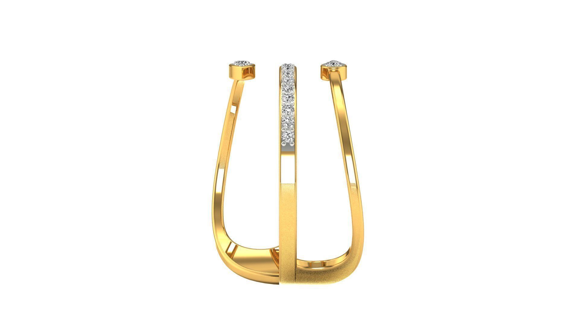 Ring-128 two diamond hoop earrings 3D print model_16