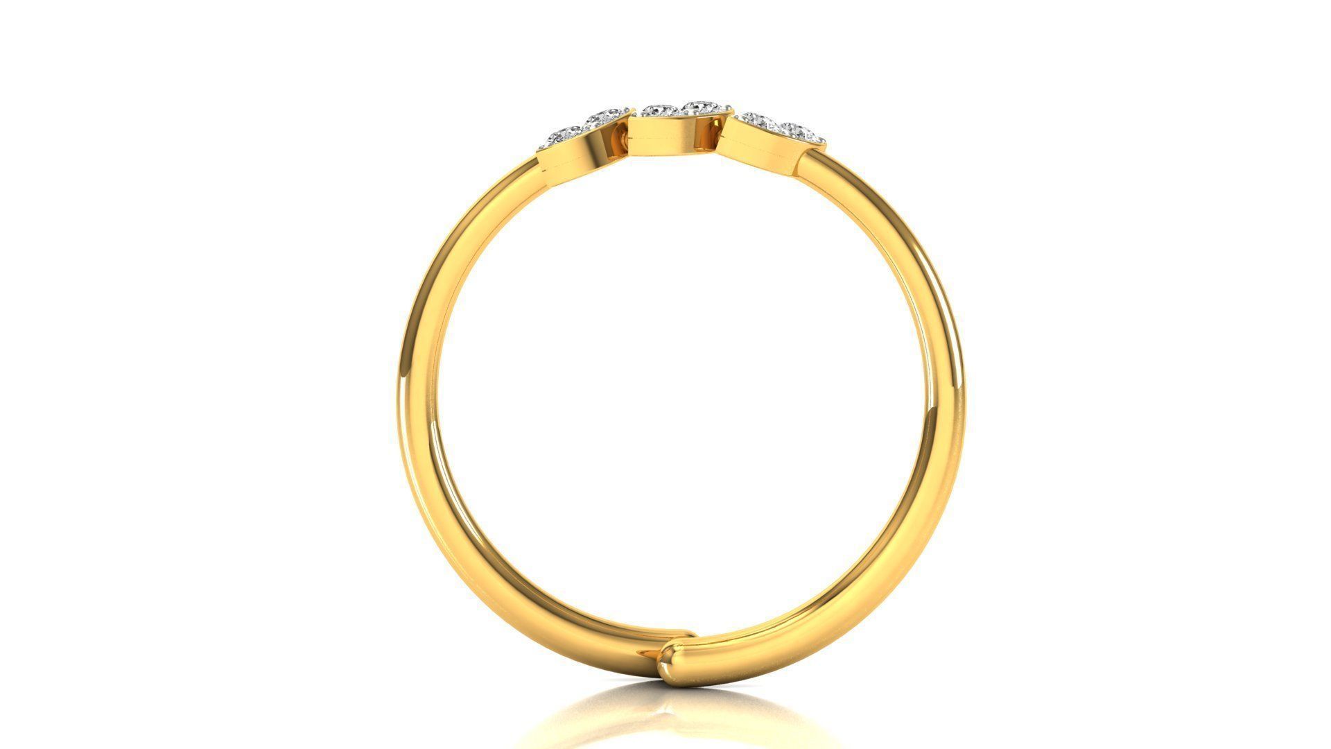 Ring-126 gold ring with three diamonds 3D print model_10