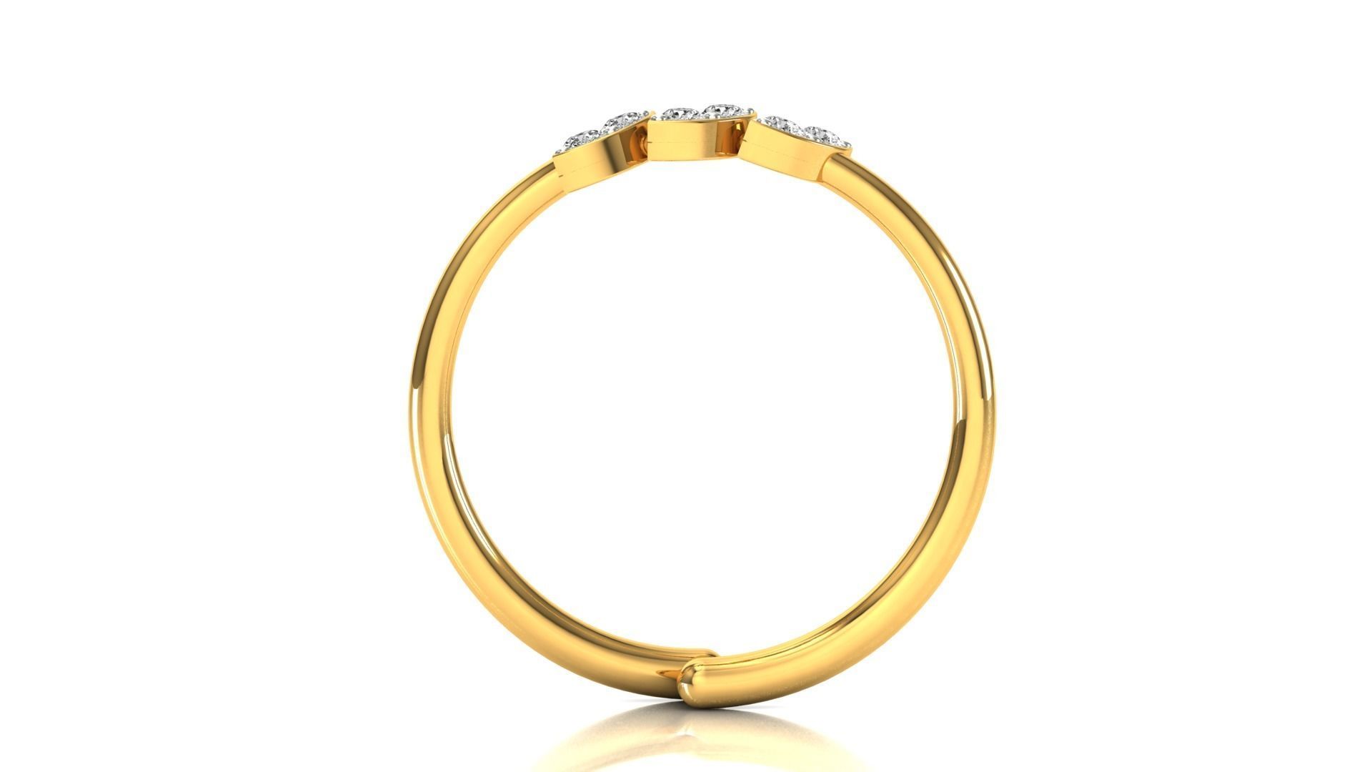 Ring-126 gold ring with three diamonds 3D print model_11