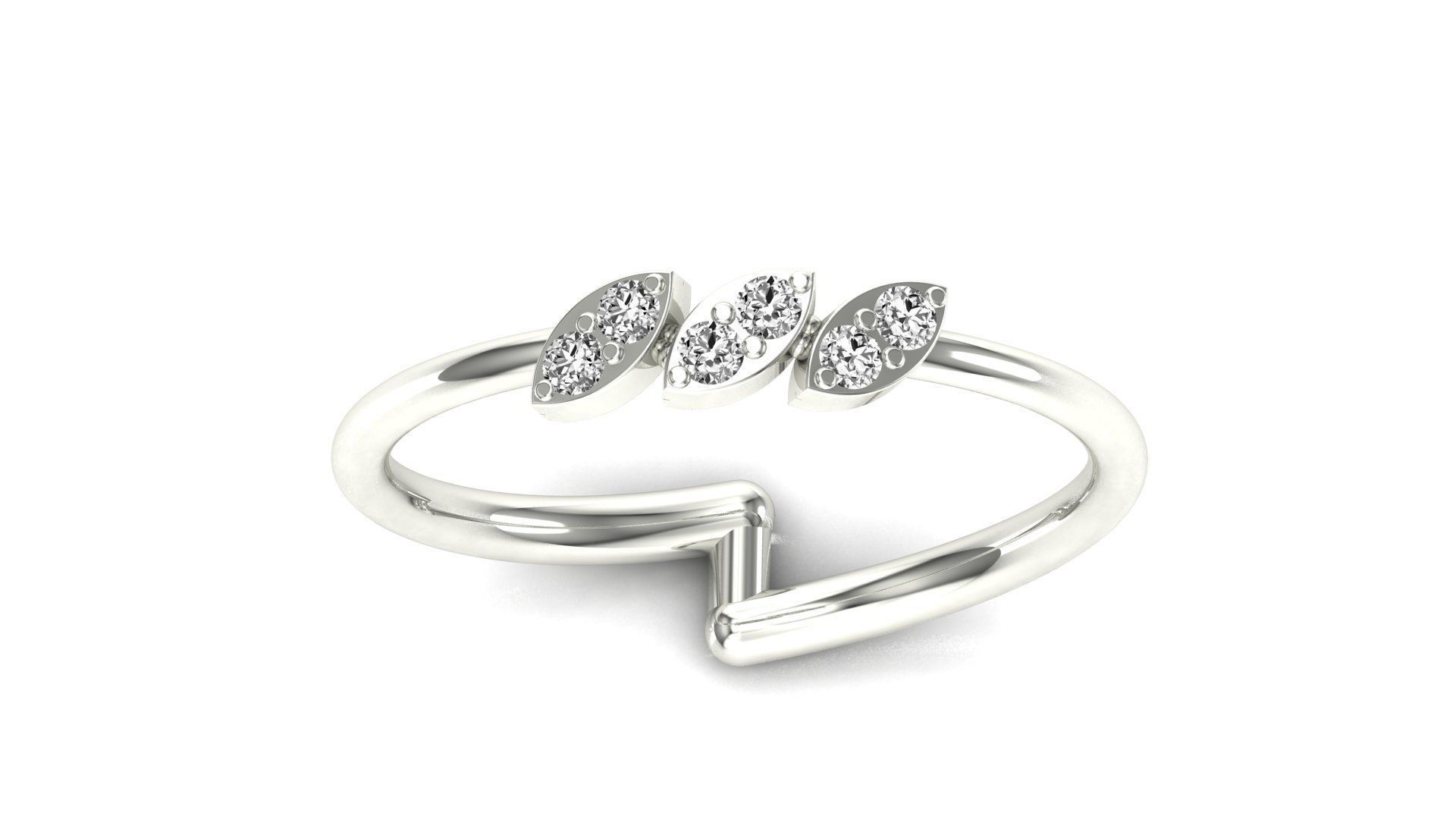 Ring-126 gold ring with three diamonds 3D print model_20