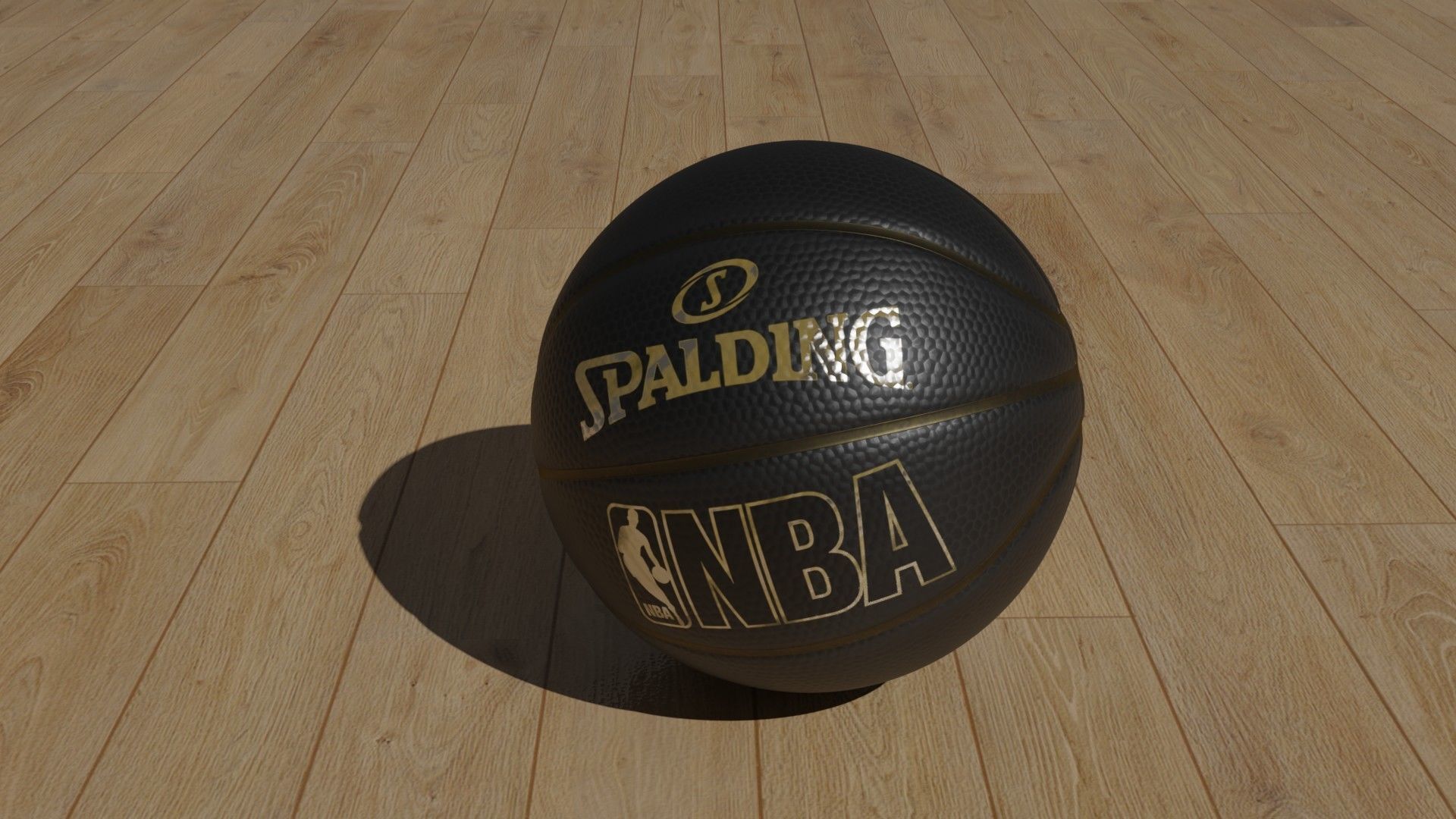 Spalding Black Ball Basket 3D model_1