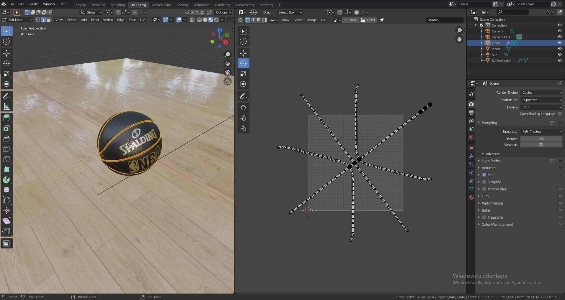 Spalding Black Ball Basket 3D model_4