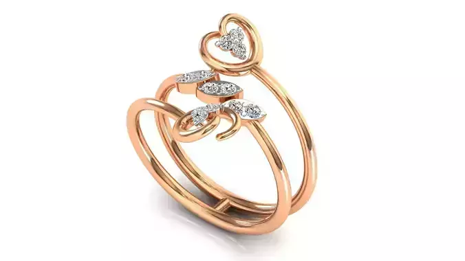 Ring-125 rose gold ring with diamonds 3D print model