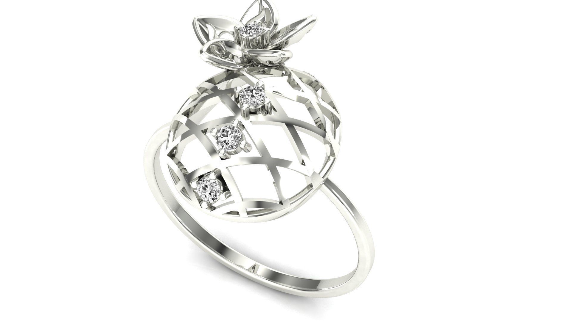 Ring-114 silver flower shaped candle snuffer 3D print model_3