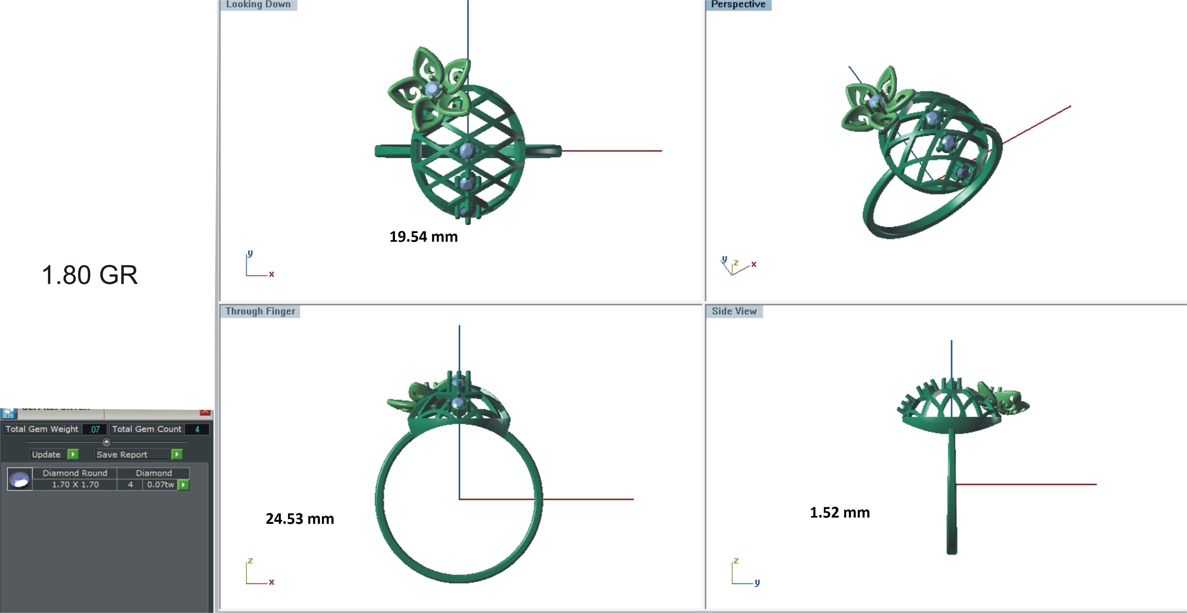 Ring-114 silver flower shaped candle snuffer 3D print model_24