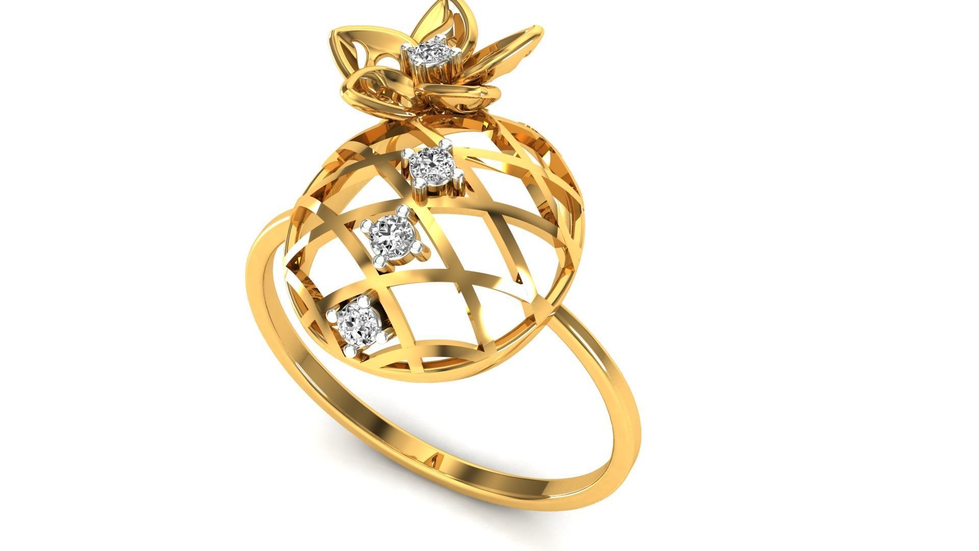 Ring-114 silver flower shaped candle snuffer 3D print model_5