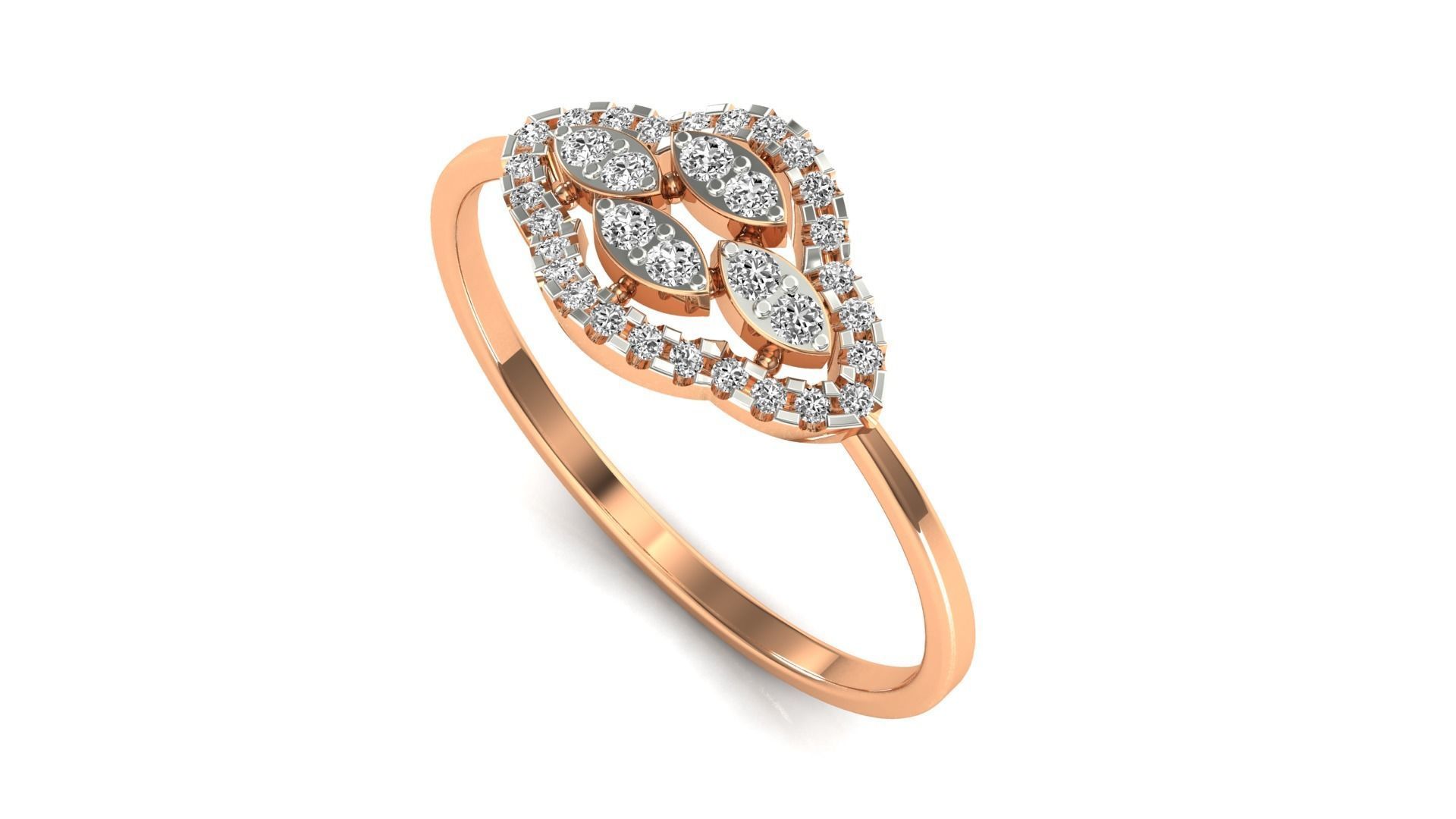 Ring-113 engagement ring with diamonds 3D print model_1