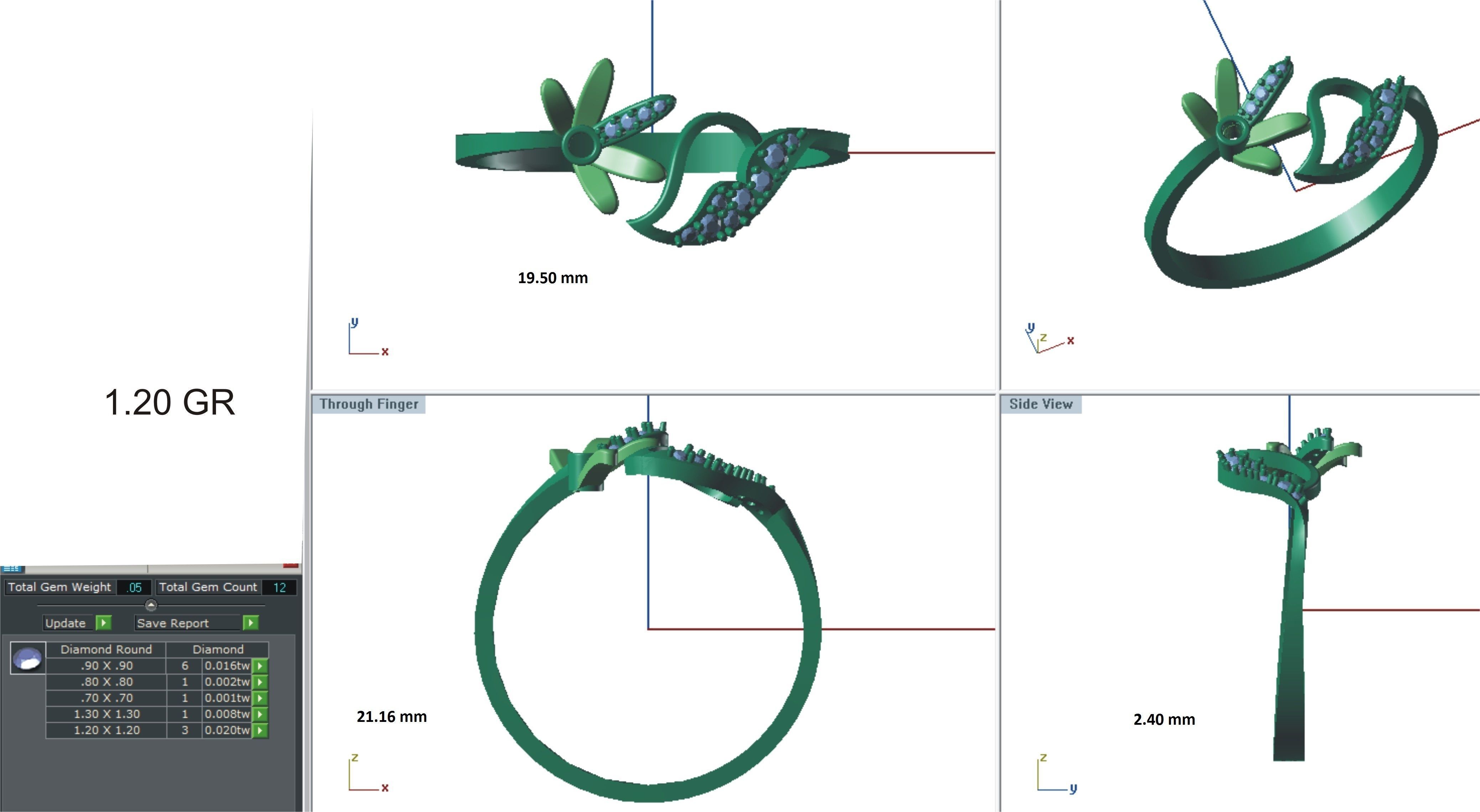 Ring-98 diamond ring with bow 3D print model_24
