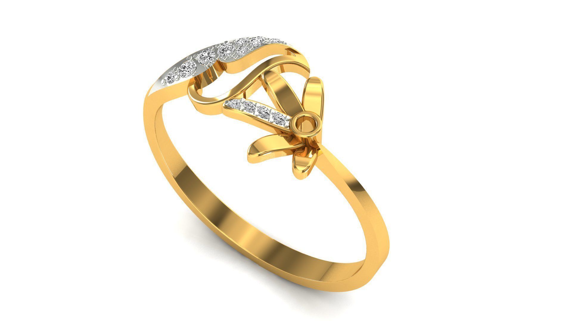 Ring-98 diamond ring with bow 3D print model_4