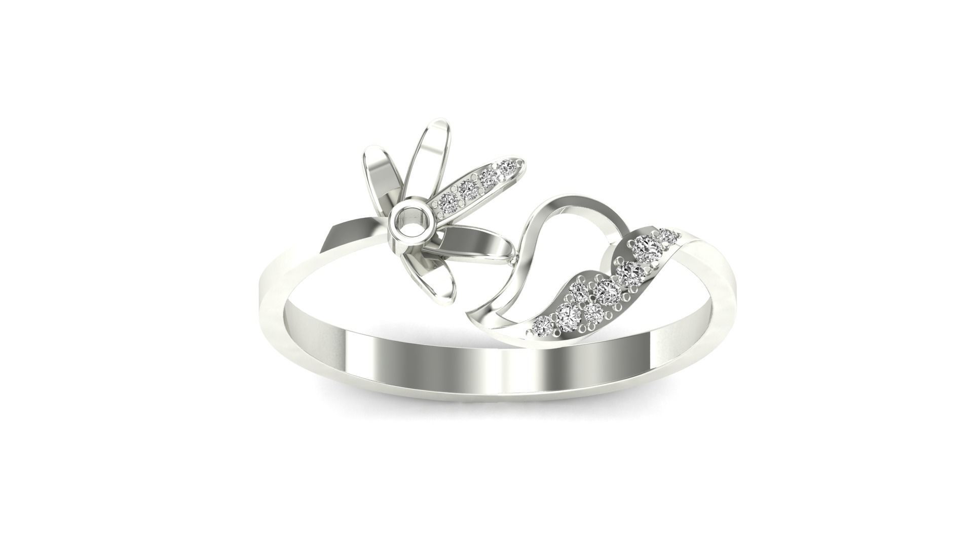 Ring-98 diamond ring with bow 3D print model_21