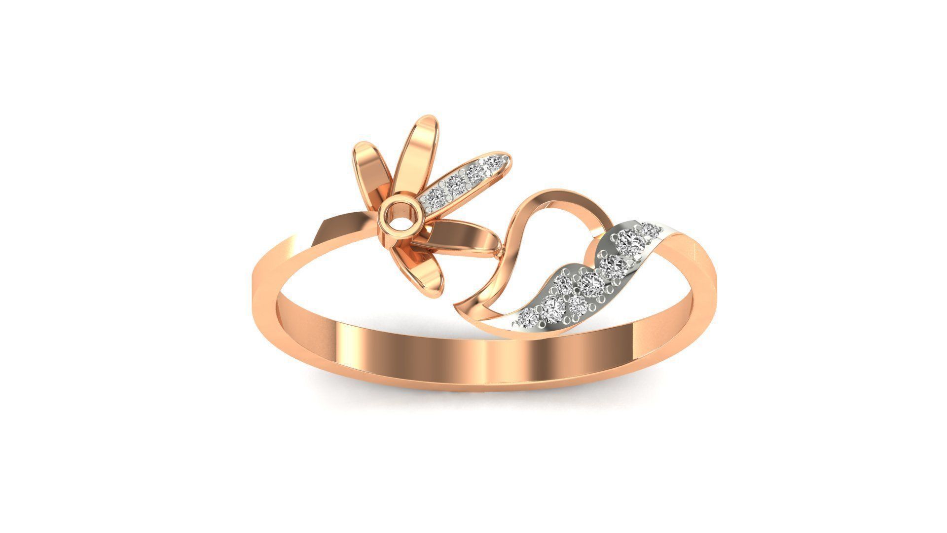 Ring-98 diamond ring with bow 3D print model_18
