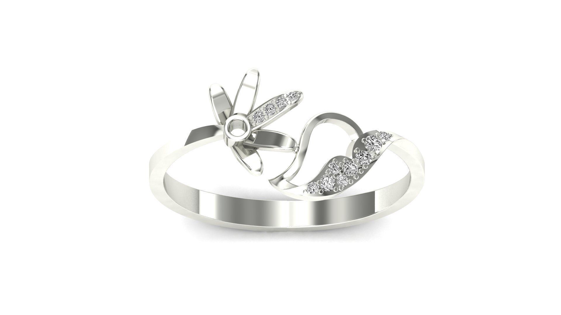 Ring-98 diamond ring with bow 3D print model_20