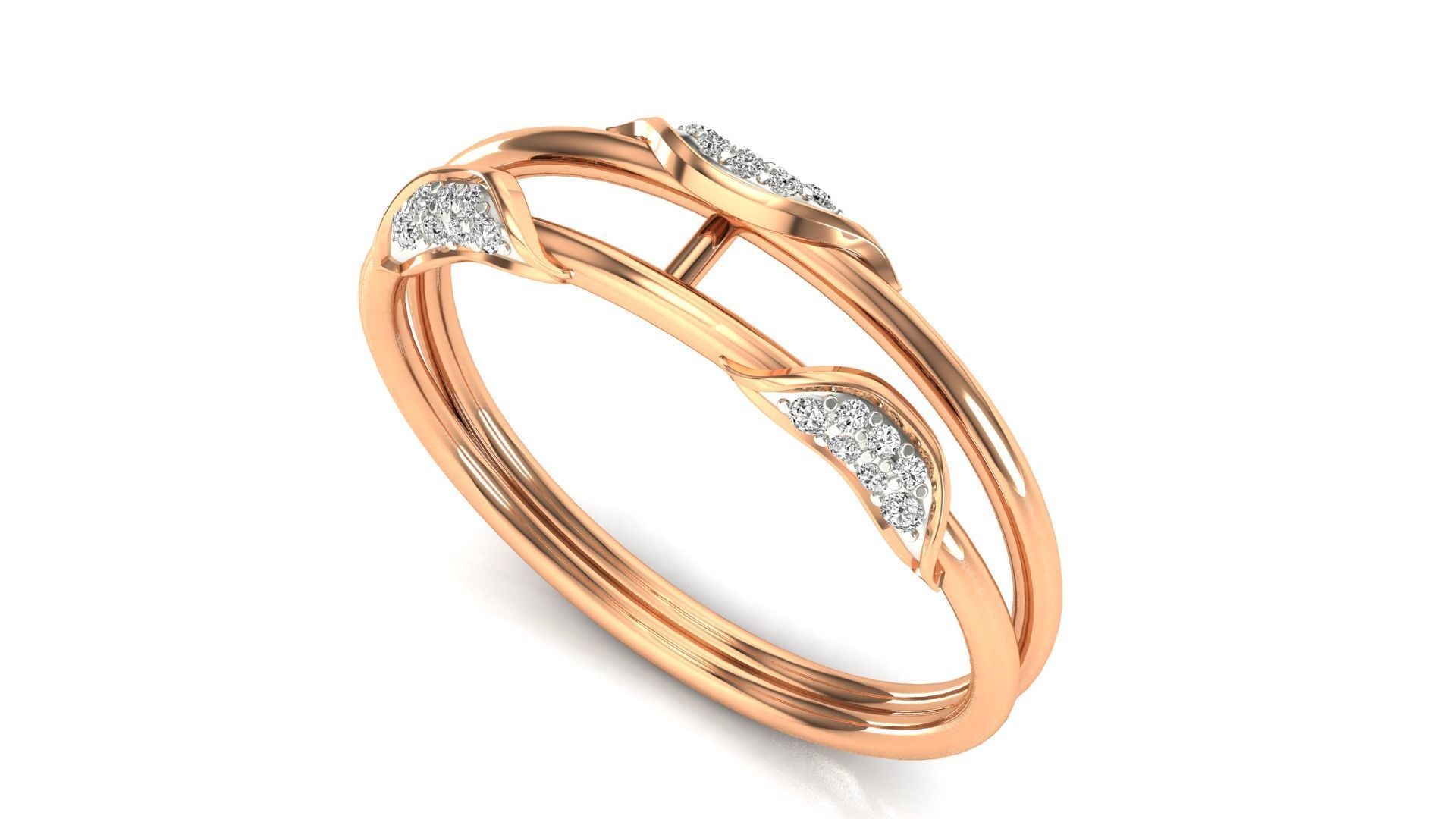 Ring-96 rose gold ring with diamonds 3D print model_1