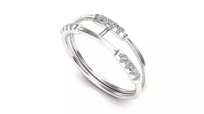 Ring-94 rose gold ring with two rows of diamonds 3D print model