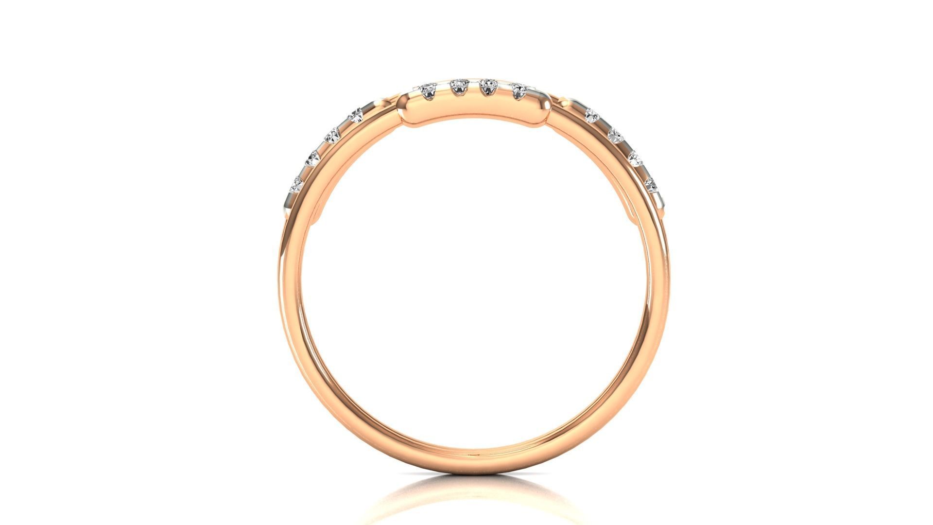 Ring-94 rose gold ring with two rows of diamonds 3D print model_7
