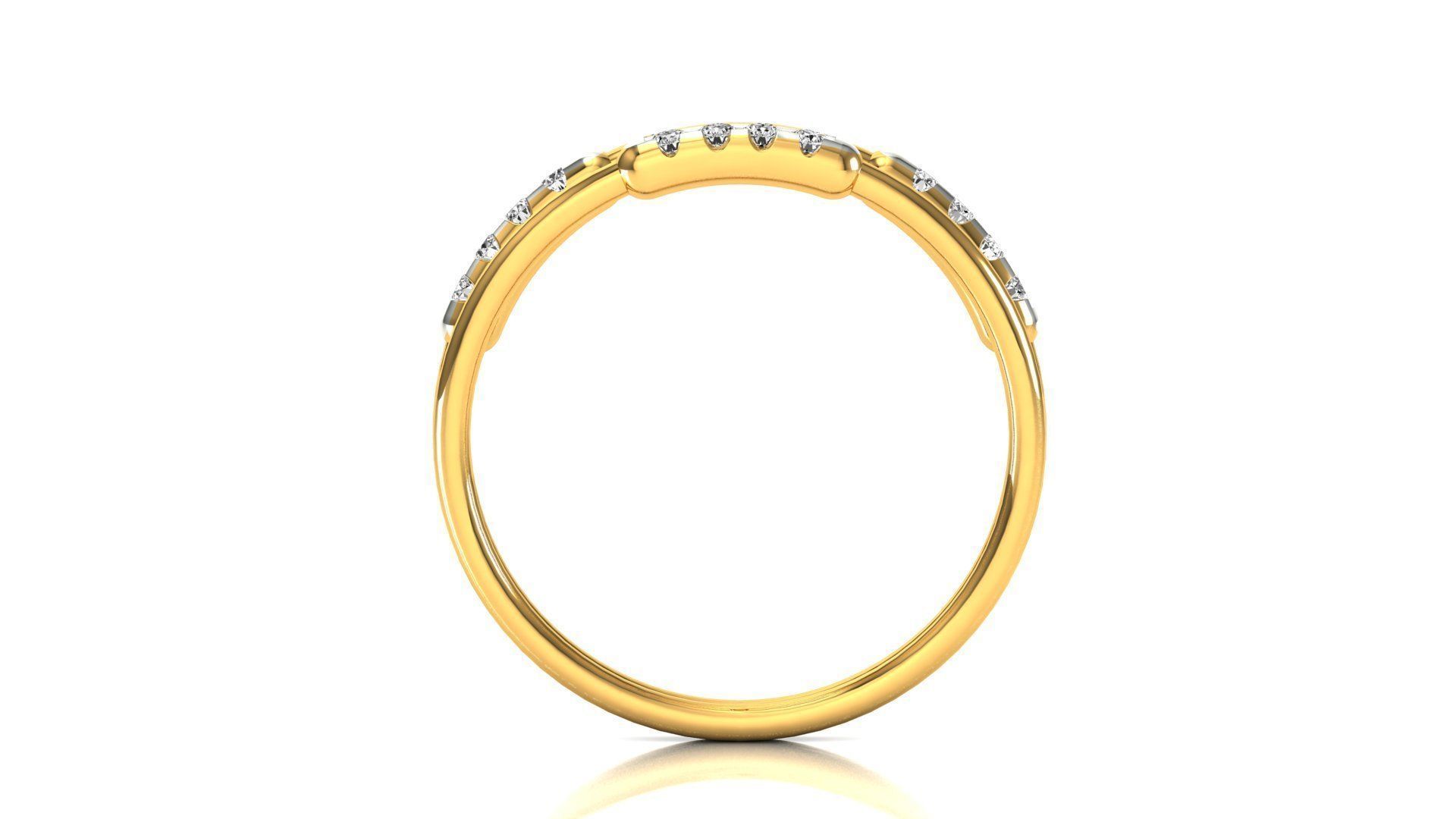 Ring-94 rose gold ring with two rows of diamonds 3D print model_10