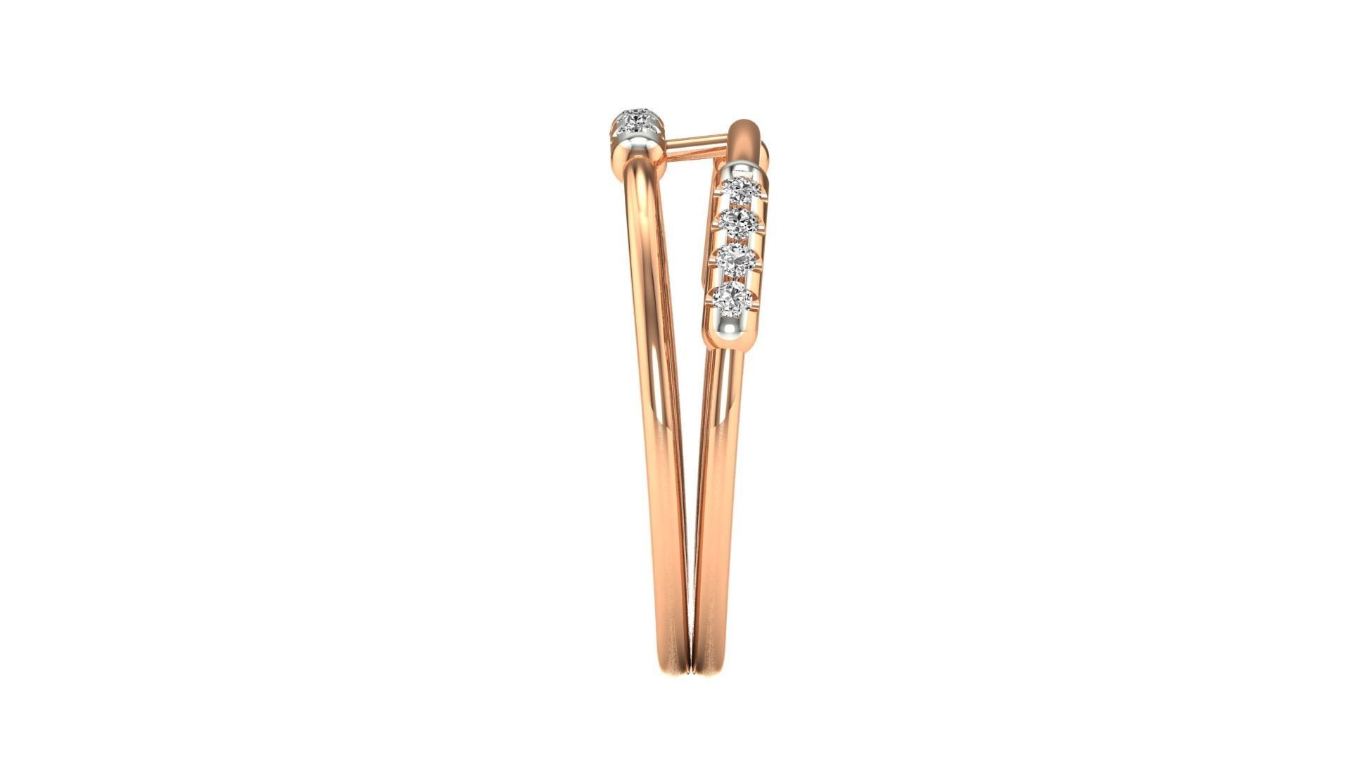 Ring-94 rose gold ring with two rows of diamonds 3D print model_13