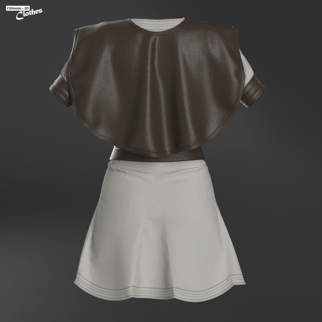 Female Medieval Mini Dress - 53 Marvelous Designer and Clo3D 3D model_4