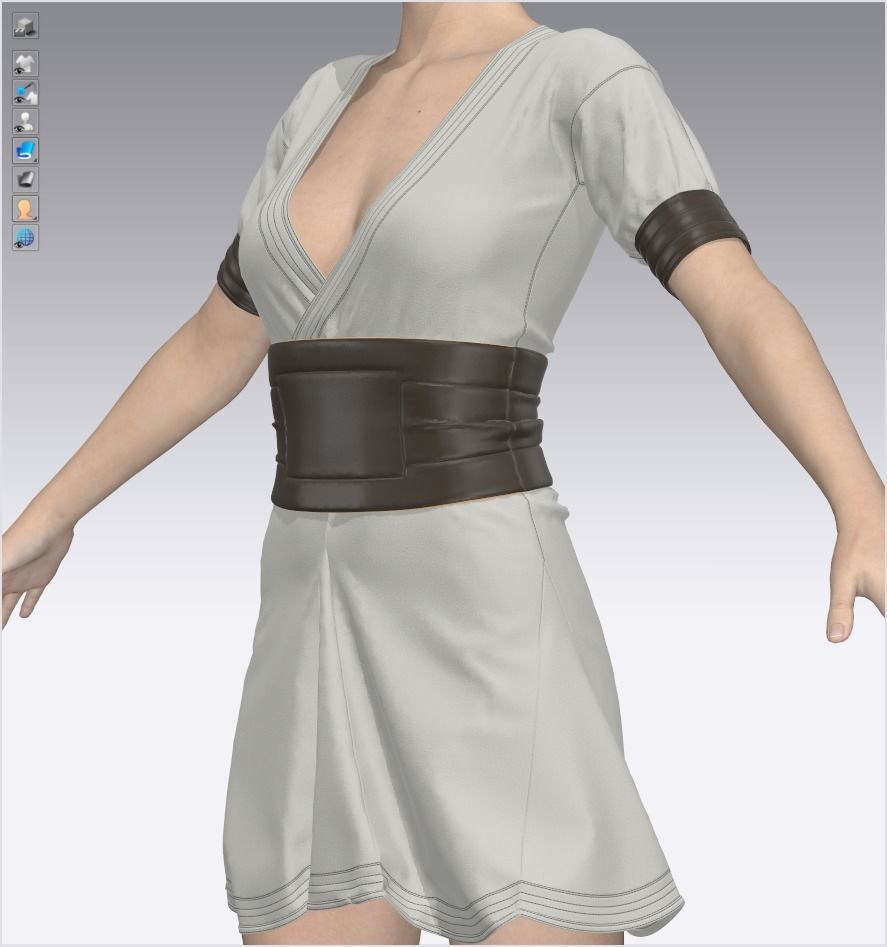 Female Medieval Mini Dress - 53 Marvelous Designer and Clo3D 3D model_9