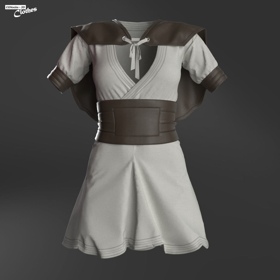 Female Medieval Mini Dress - 53 Marvelous Designer and Clo3D 3D model_5