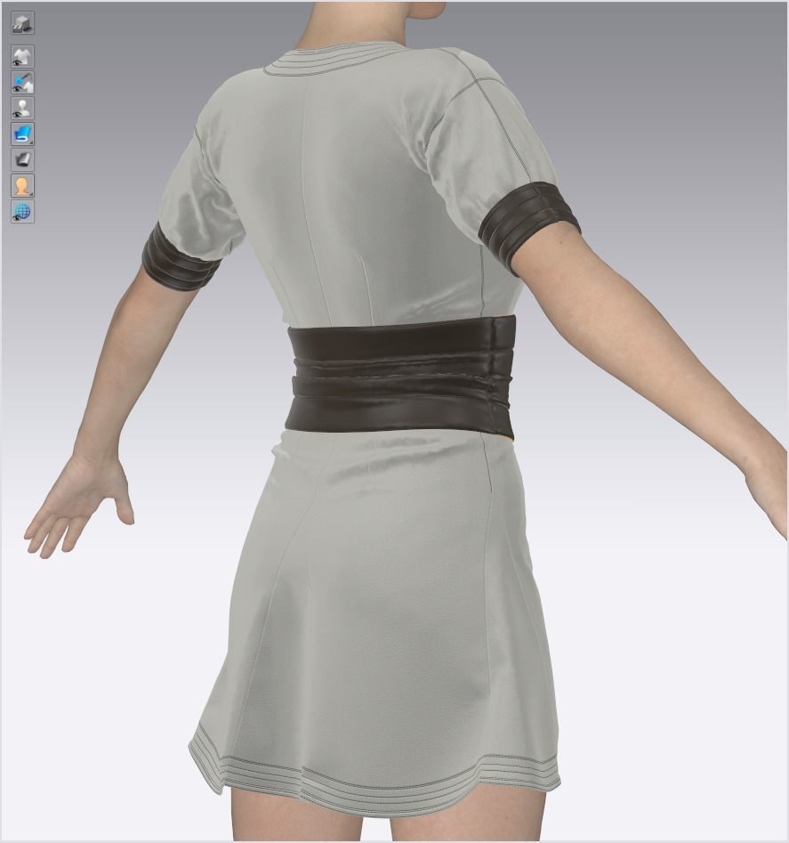 Female Medieval Mini Dress - 53 Marvelous Designer and Clo3D 3D model_10
