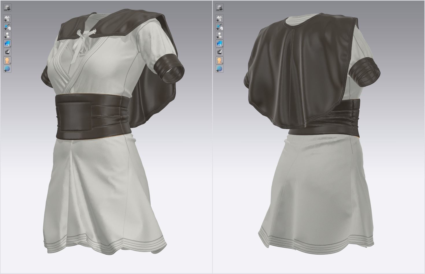 Female Medieval Mini Dress - 53 Marvelous Designer and Clo3D 3D model_1