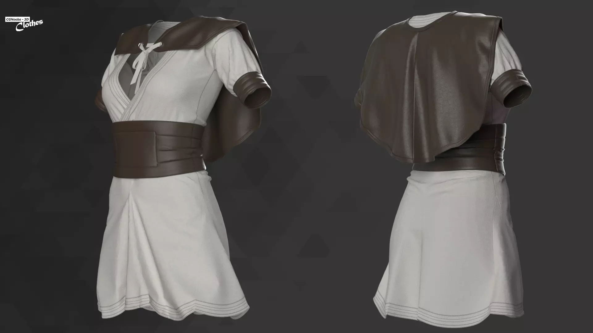 Female Medieval Mini Dress - 53 Marvelous Designer and Clo3D 3D model_0