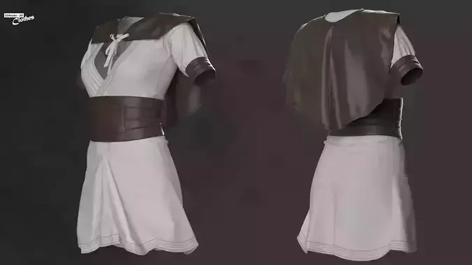 Female Medieval Mini Dress - 53 Marvelous Designer and Clo3D 3D model