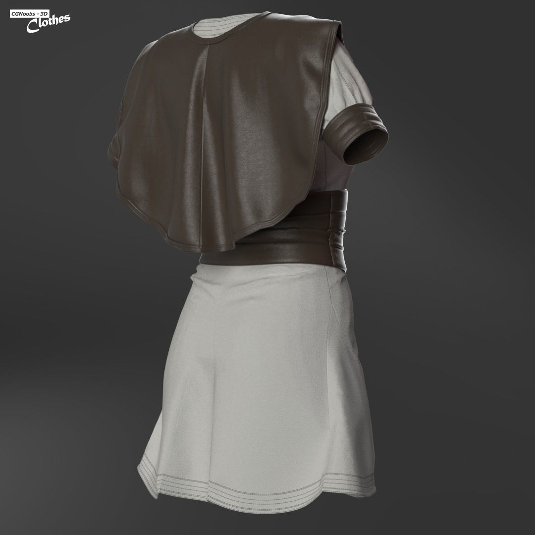 Female Medieval Mini Dress - 53 Marvelous Designer and Clo3D 3D model_6