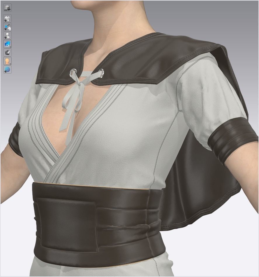 Female Medieval Mini Dress - 53 Marvelous Designer and Clo3D 3D model_7