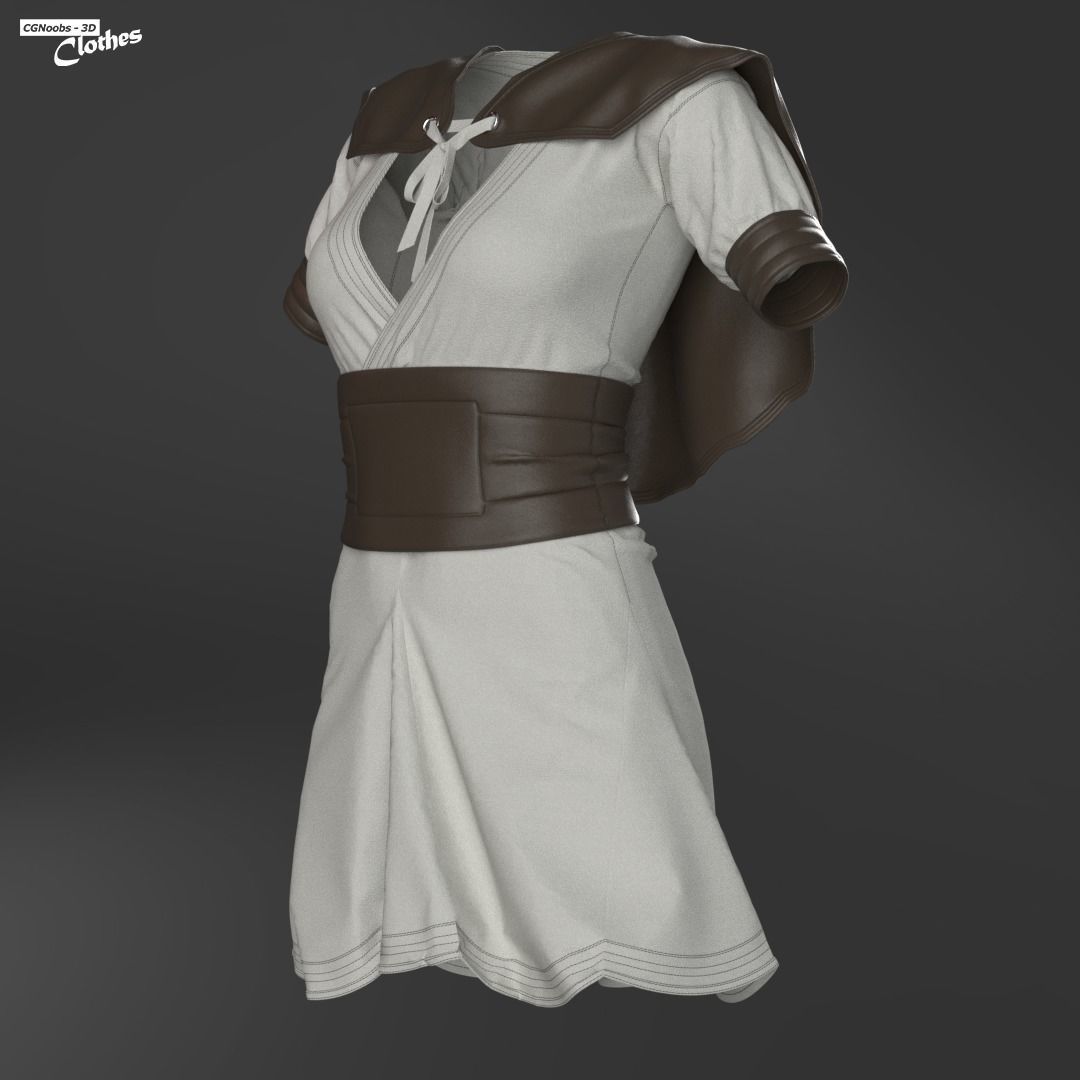 Female Medieval Mini Dress - 53 Marvelous Designer and Clo3D 3D model_3
