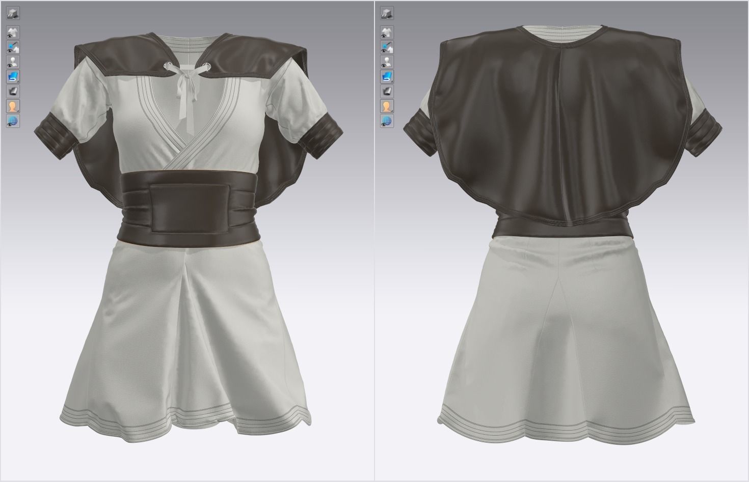 Female Medieval Mini Dress - 53 Marvelous Designer and Clo3D 3D model_2