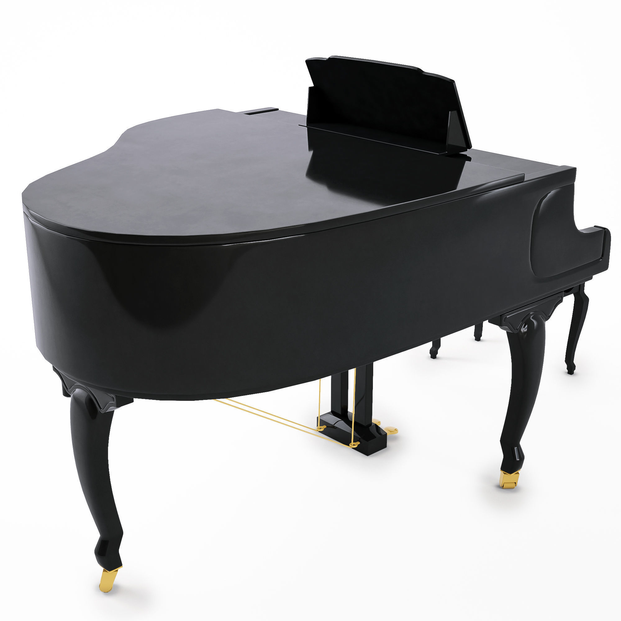 Piano and stool 3D model_1
