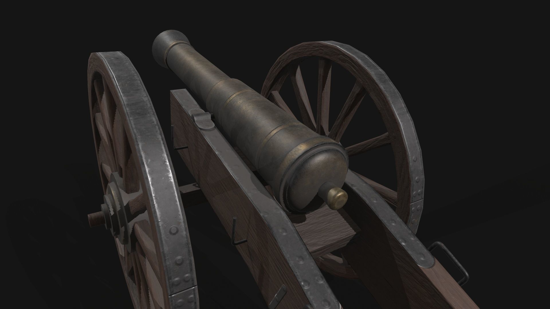 Napoleonic Cannon Low-poly 3D model_4