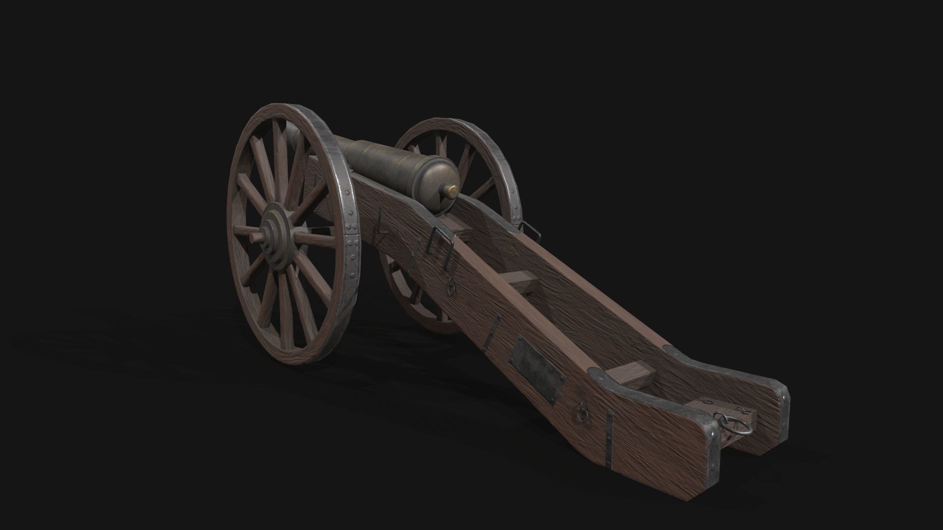 Napoleonic Cannon Low-poly 3D model_3
