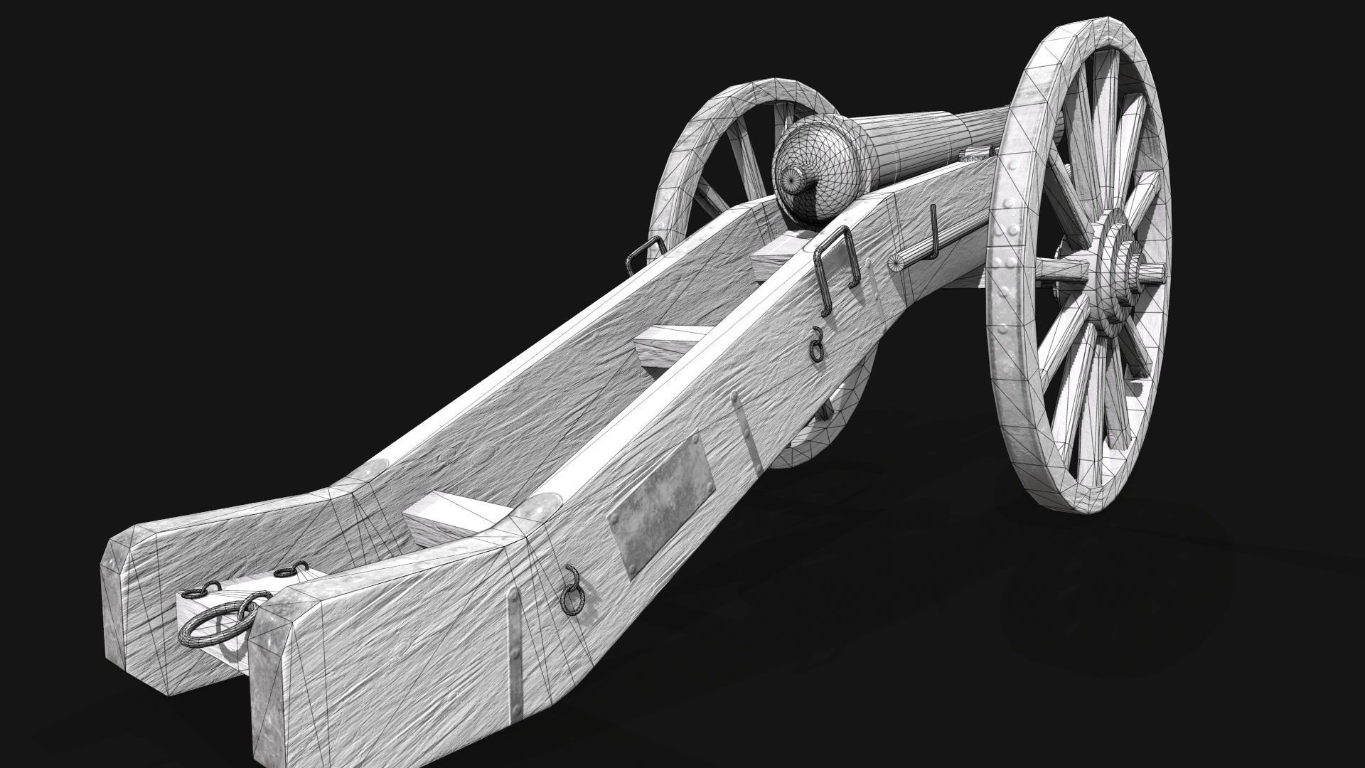 Napoleonic Cannon Low-poly 3D model_8