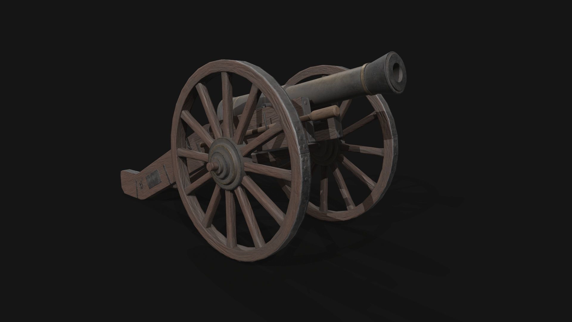 Napoleonic Cannon Low-poly 3D model_1