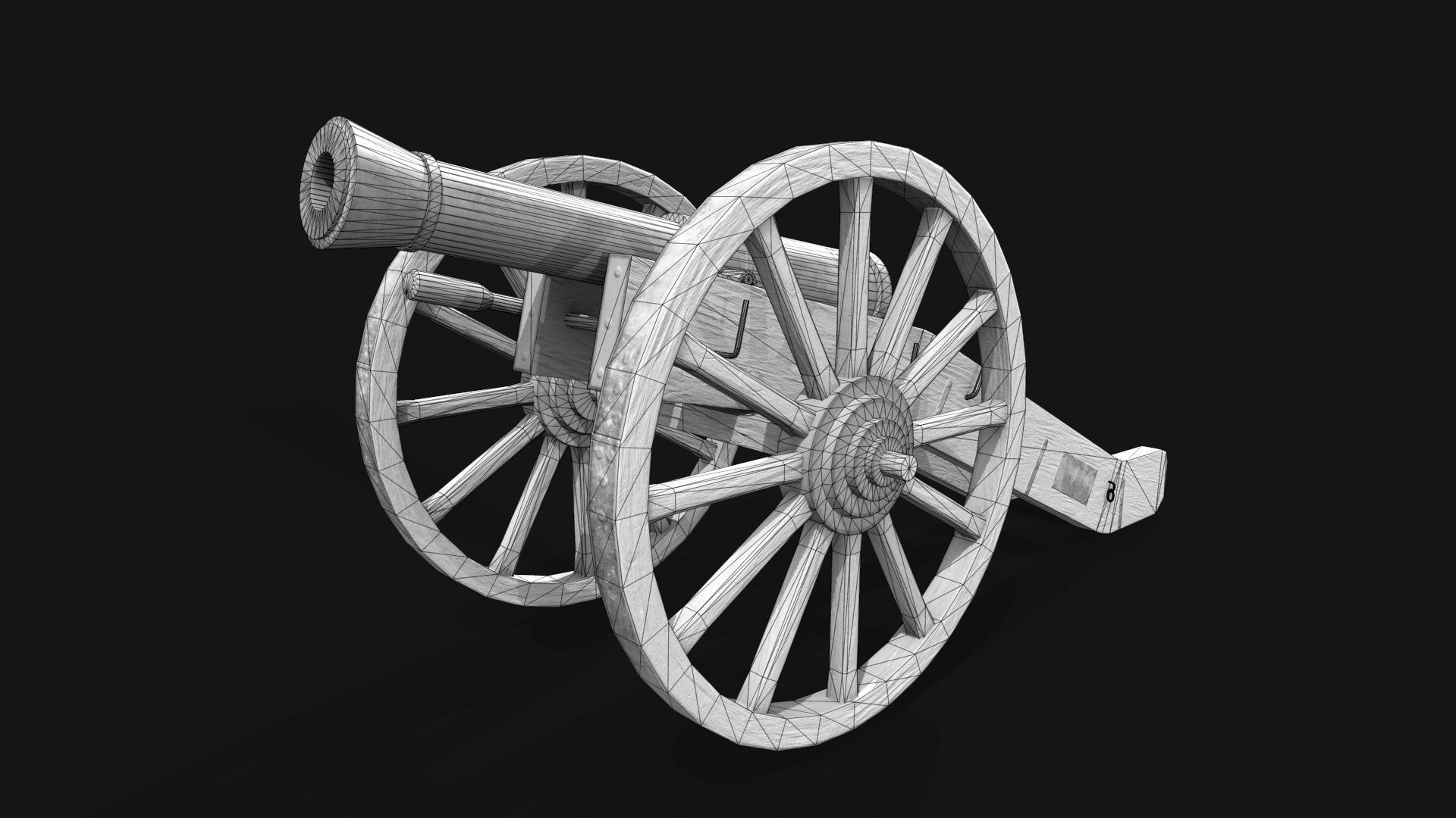 Napoleonic Cannon Low-poly 3D model_7