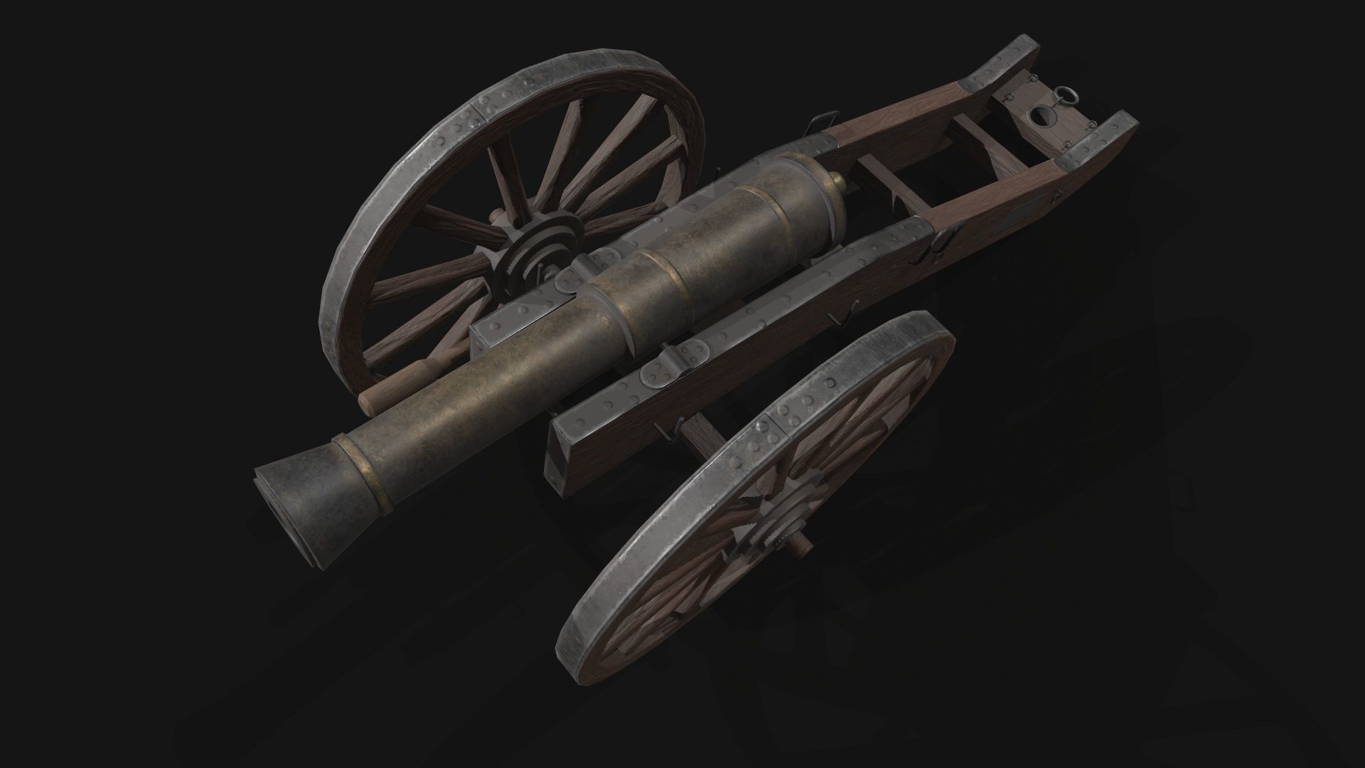 Napoleonic Cannon Low-poly 3D model_2