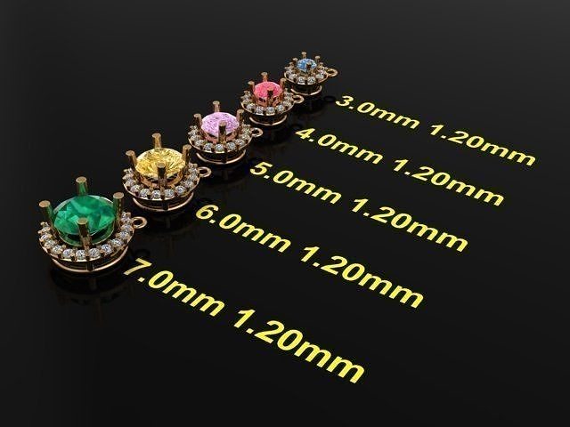 Dainty Round Halo Pendant Mix Sizes 4mm 5mm 6mm 7mm 3D print model