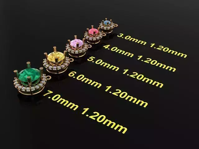 Dainty Round Halo Pendant Mix Sizes 4mm 5mm 6mm 7mm 3D print model