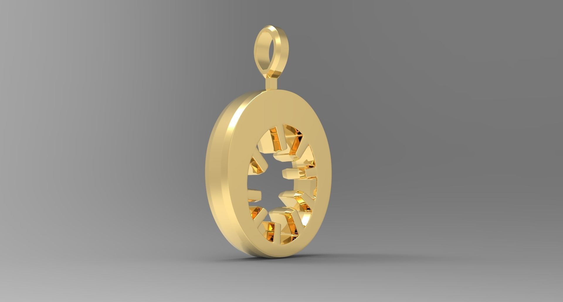 O Letter Pendant Gold 3D print model_3
