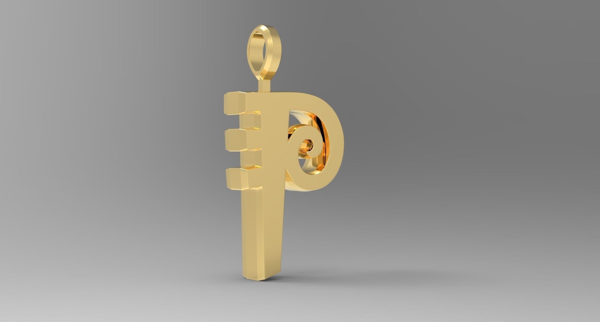 P Letter Pendant Gold 3D print model_3