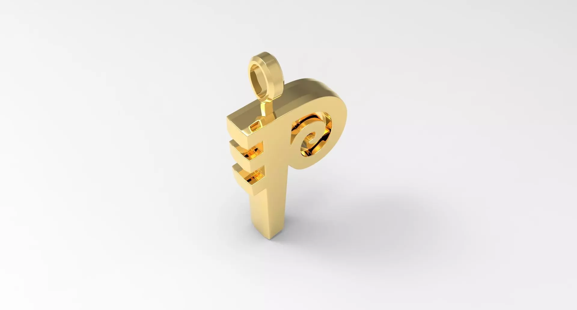 P Letter Pendant Gold 3D print model_0
