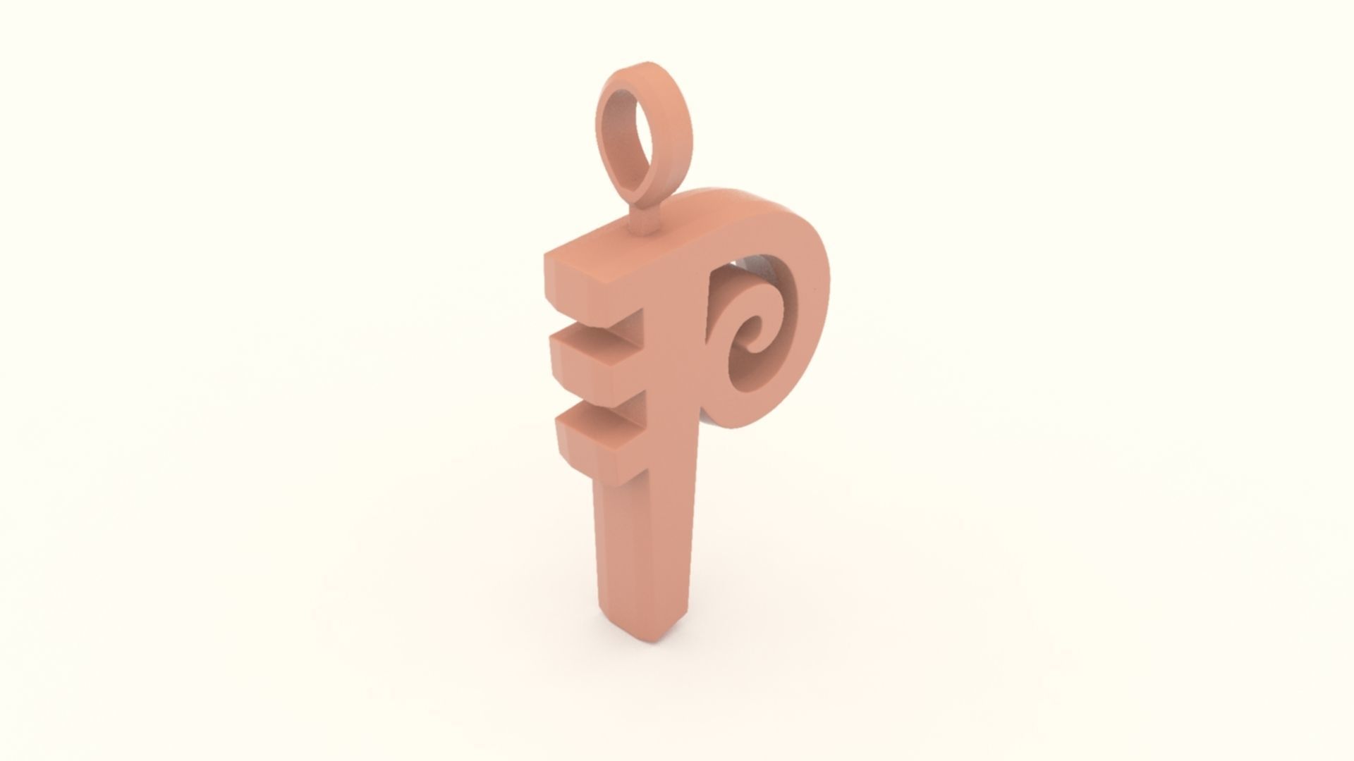 P Letter Pendant Gold 3D print model_4