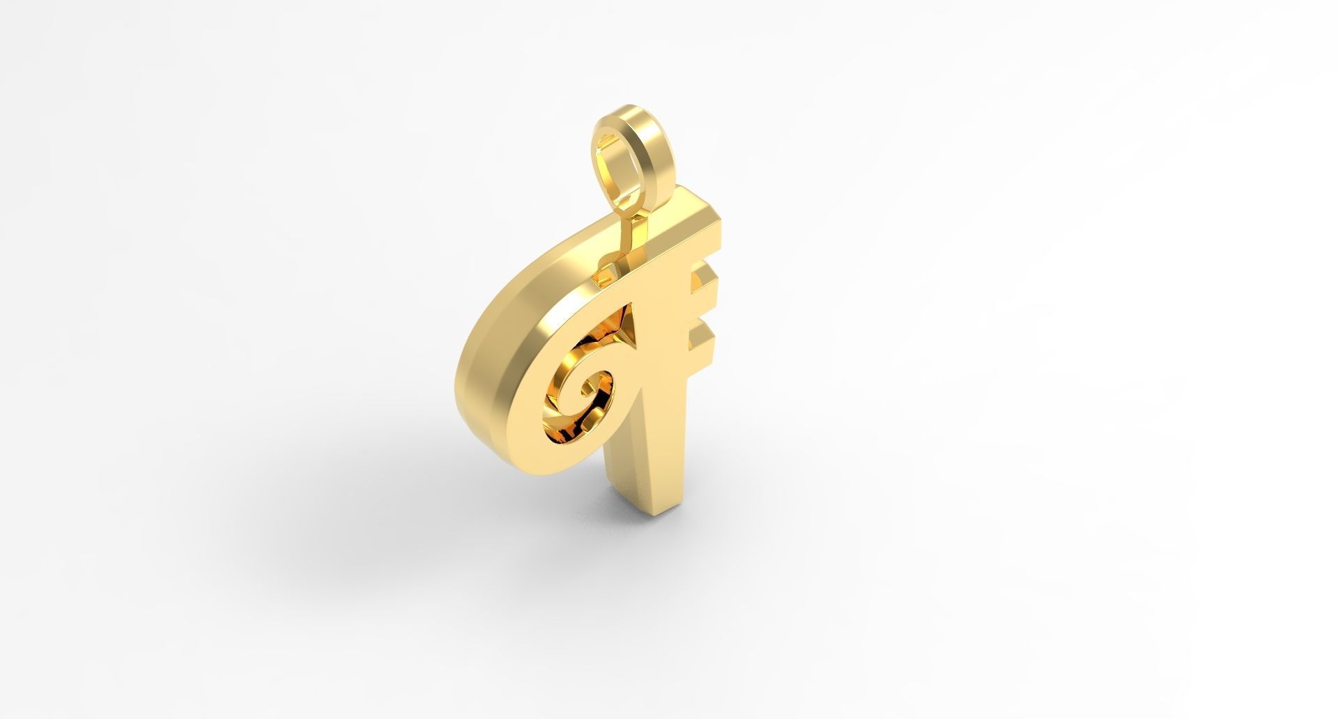 P Letter Pendant Gold 3D print model_2