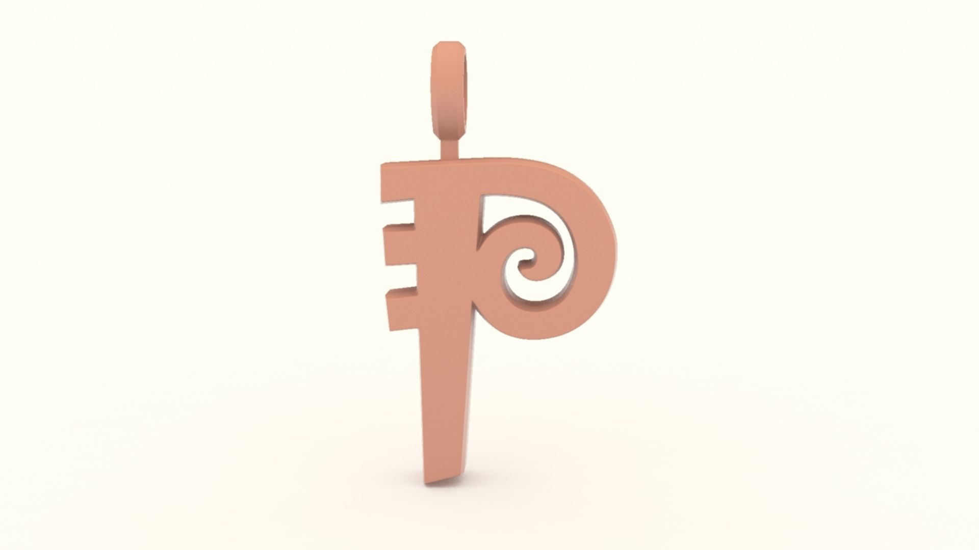 P Letter Pendant Gold 3D print model_5